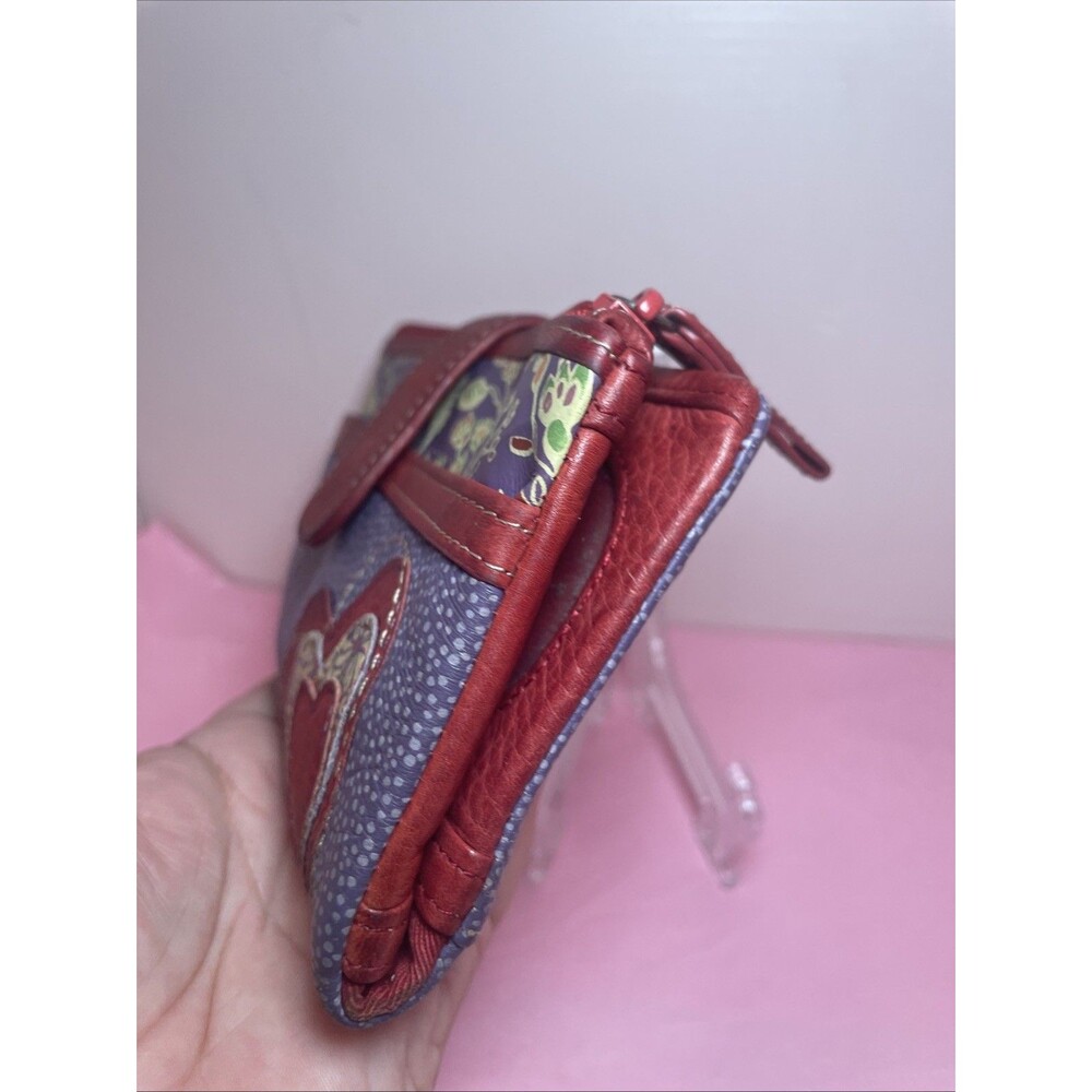 FOSSIL LEATHER WALLET With Heart Vtg Fossil Key Card ID Coin Organizer - Picture 7 of 12